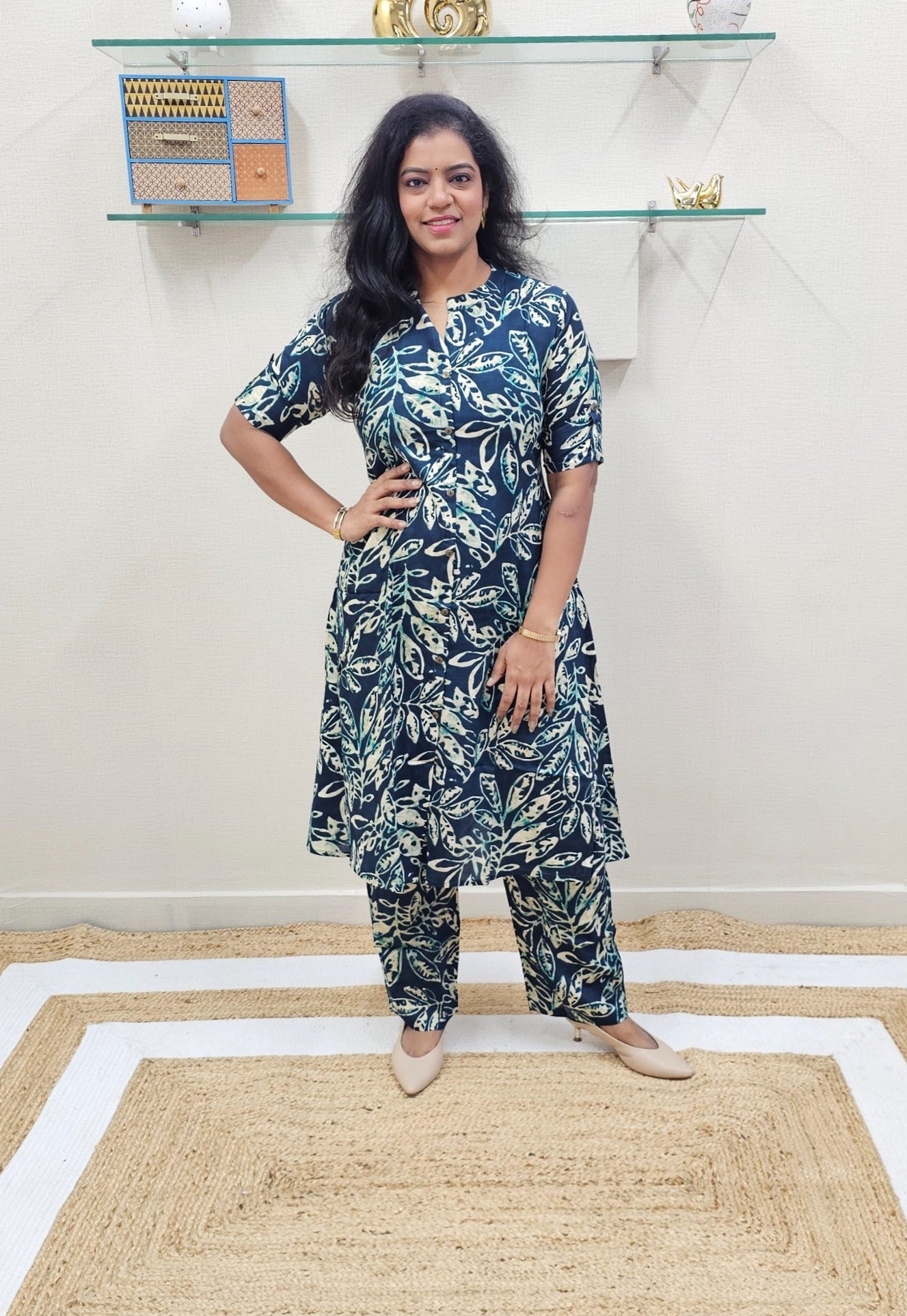 A line Co Ord Set Teal Shade Ku156
