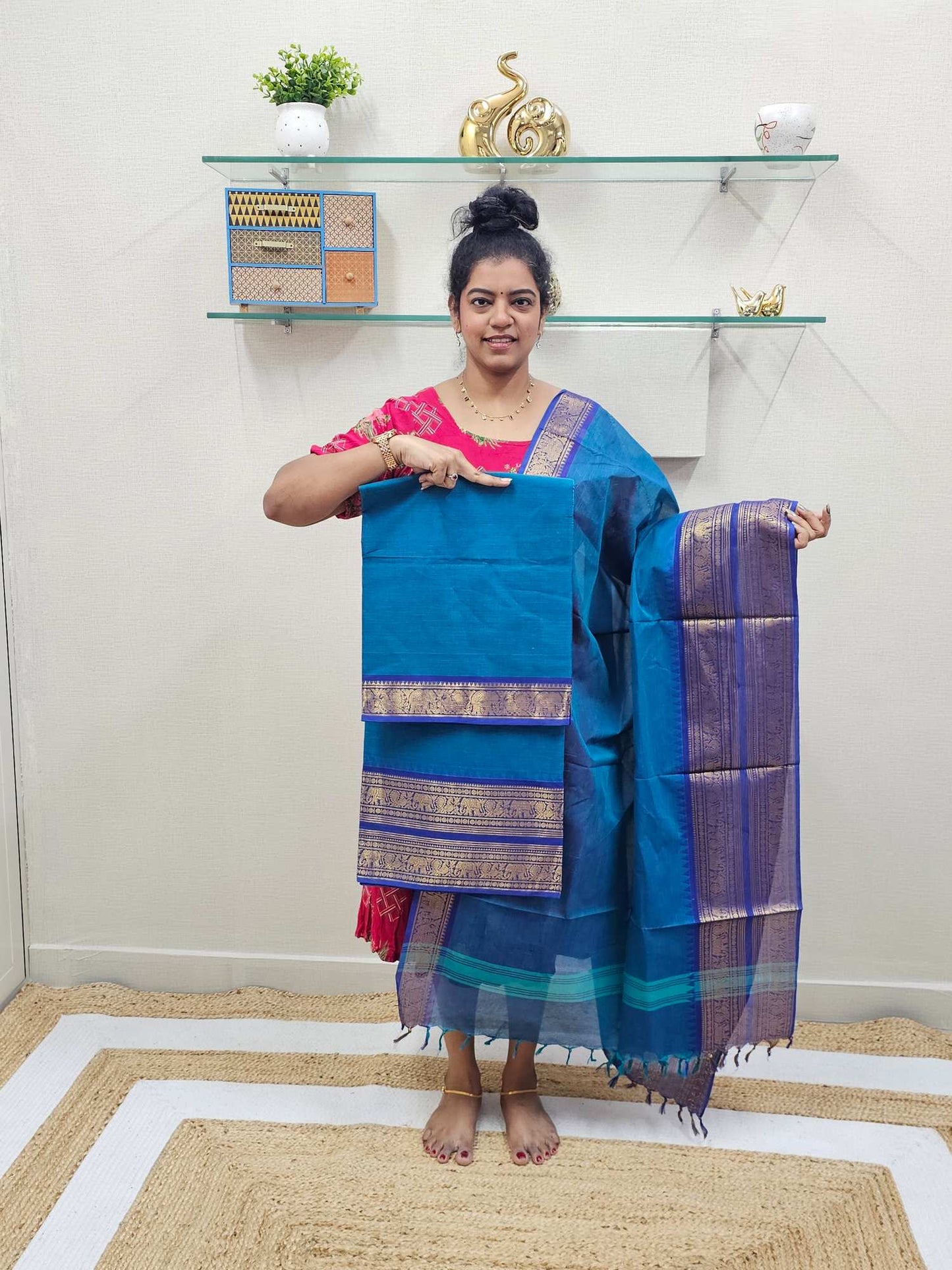 Kanchi Cotton Blue shed Salwar Suit Material