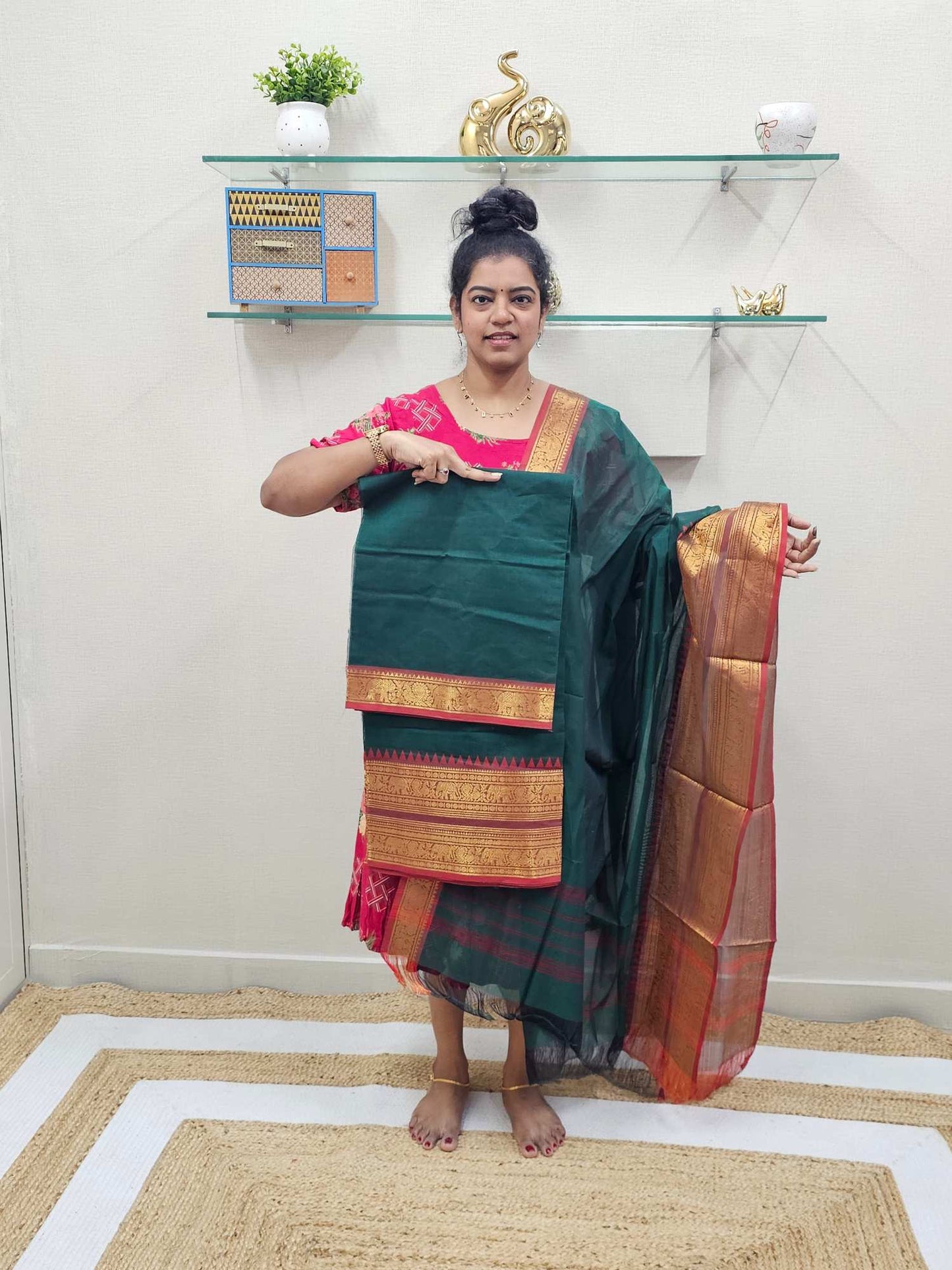 Kanchi Cotton green colour