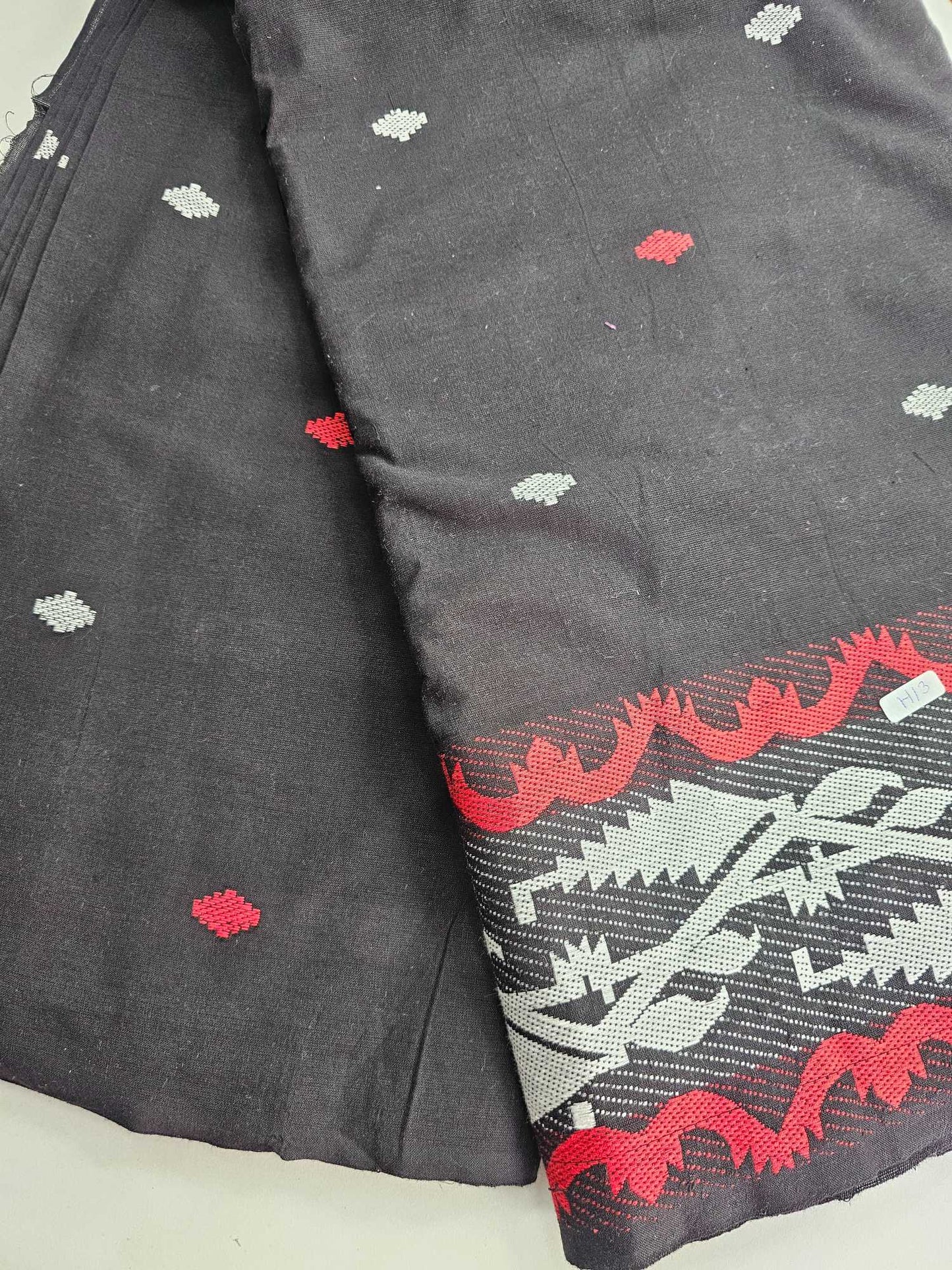 Black Colour Pure Cotton Thread Buttas & Border Fabric - CBB106