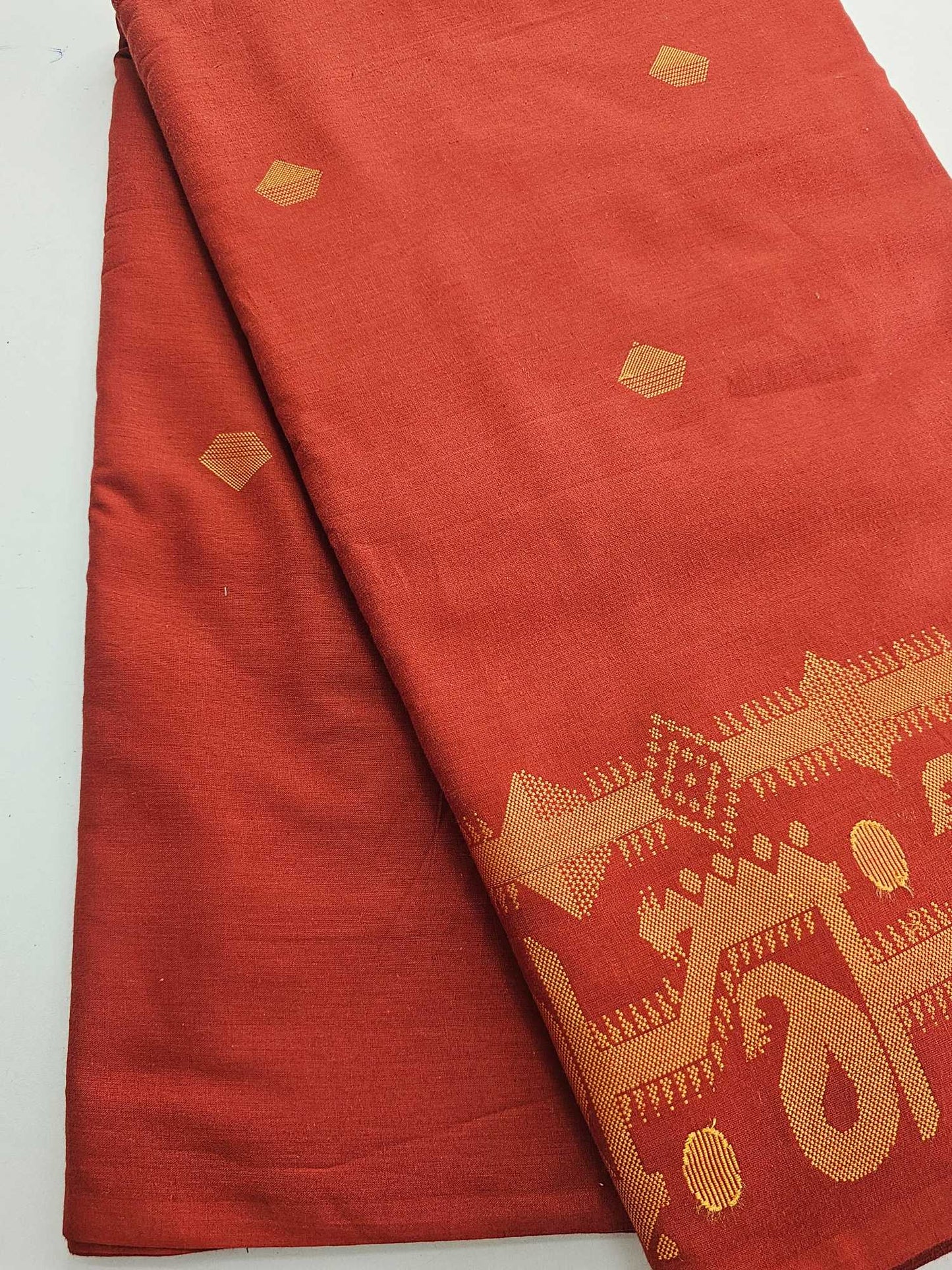 Rust Orange Coloure Pure Cotton Thread Buttas & Border Fabric - CBB106