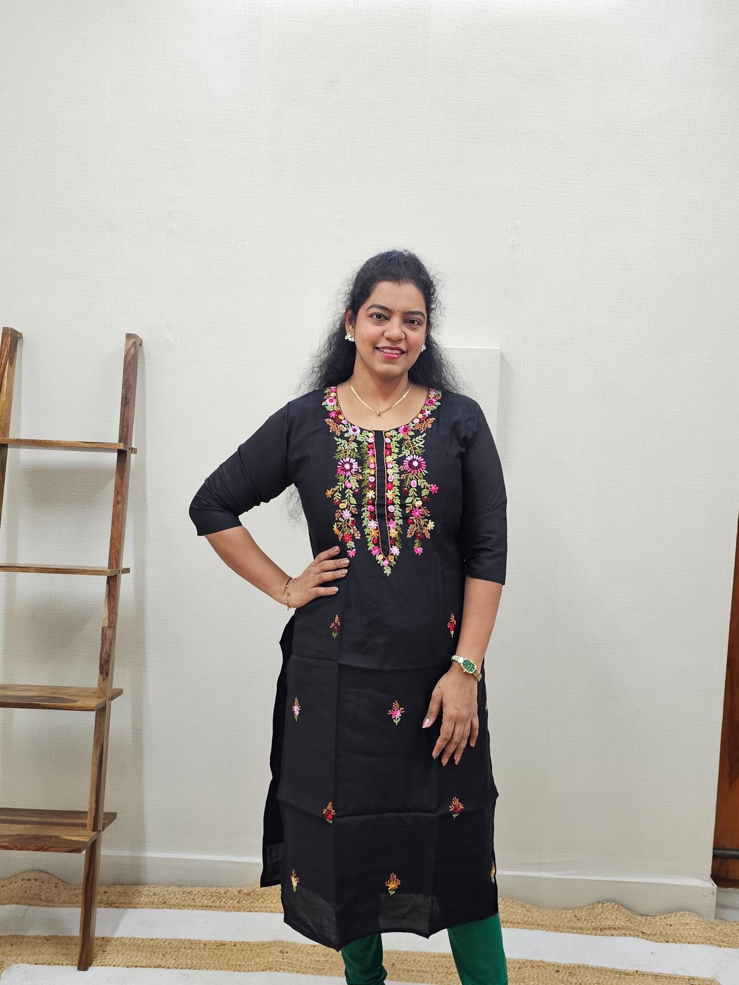 Embroidered Straight Kurti - Ku129