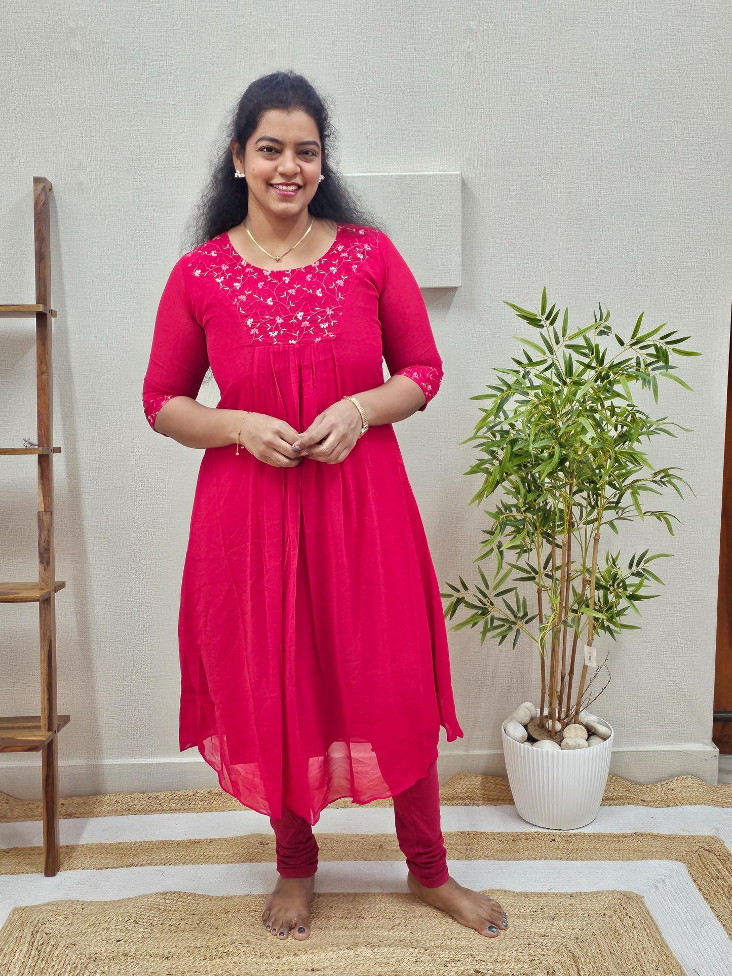Georgette Thread Work Aline Kurti - Ku131