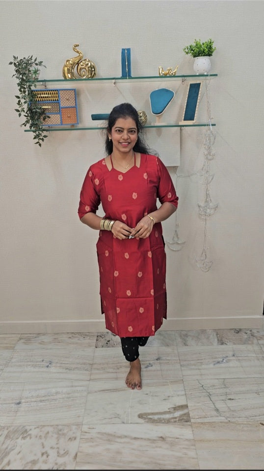 Semi Raw Silk Kurtis KU115