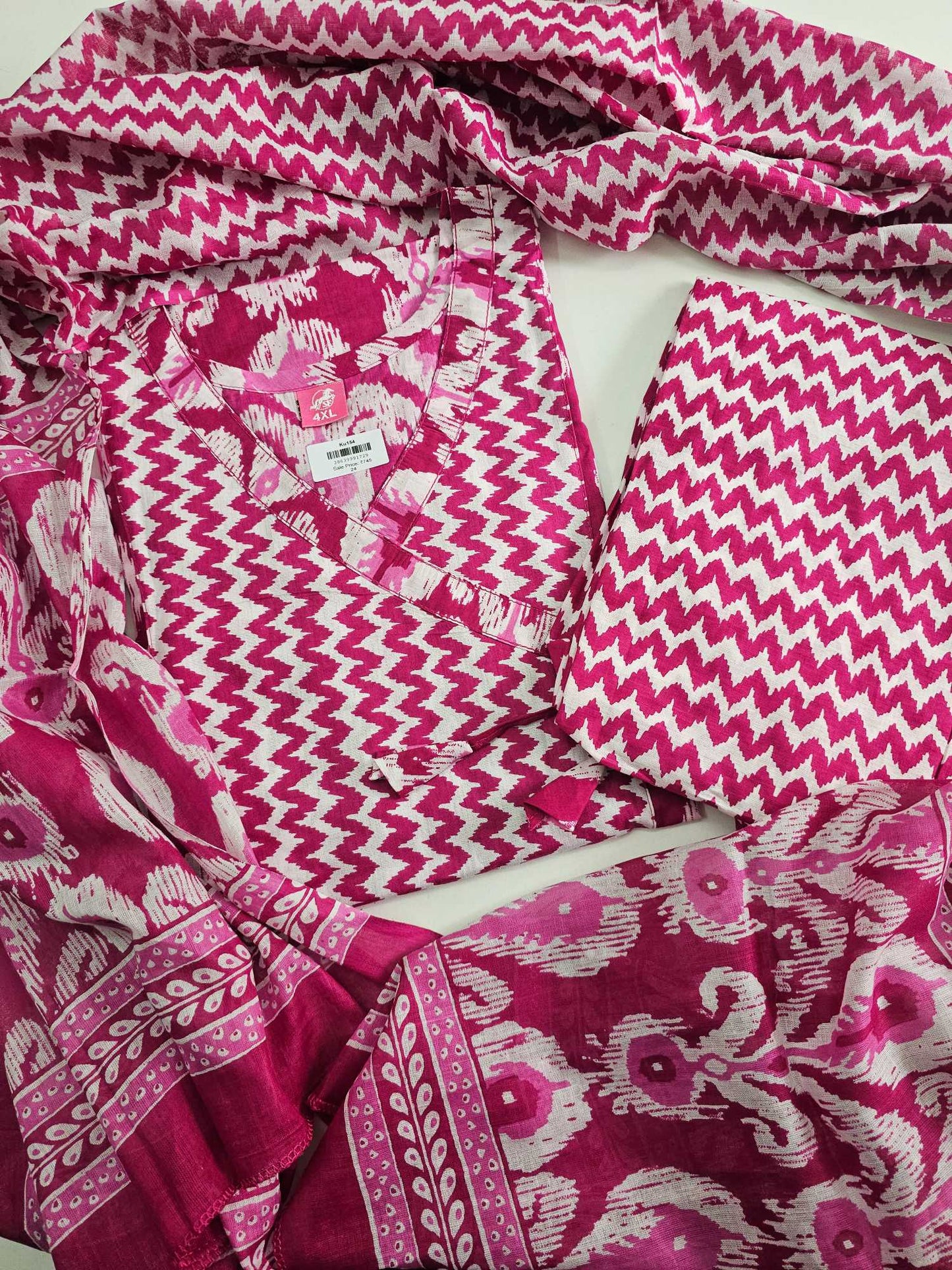 Pinkish Pure Cotton 3 Pc suit Ku154