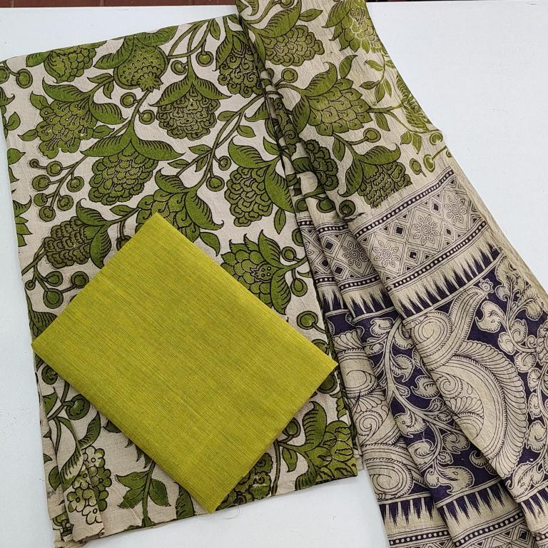 Pure Handblock Kalamkari 3 Pc Material,