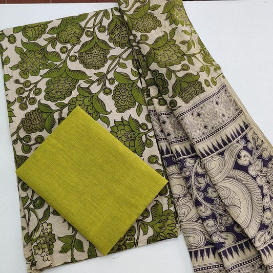 Pure Handblock Kalamkari 3 Pc Material,