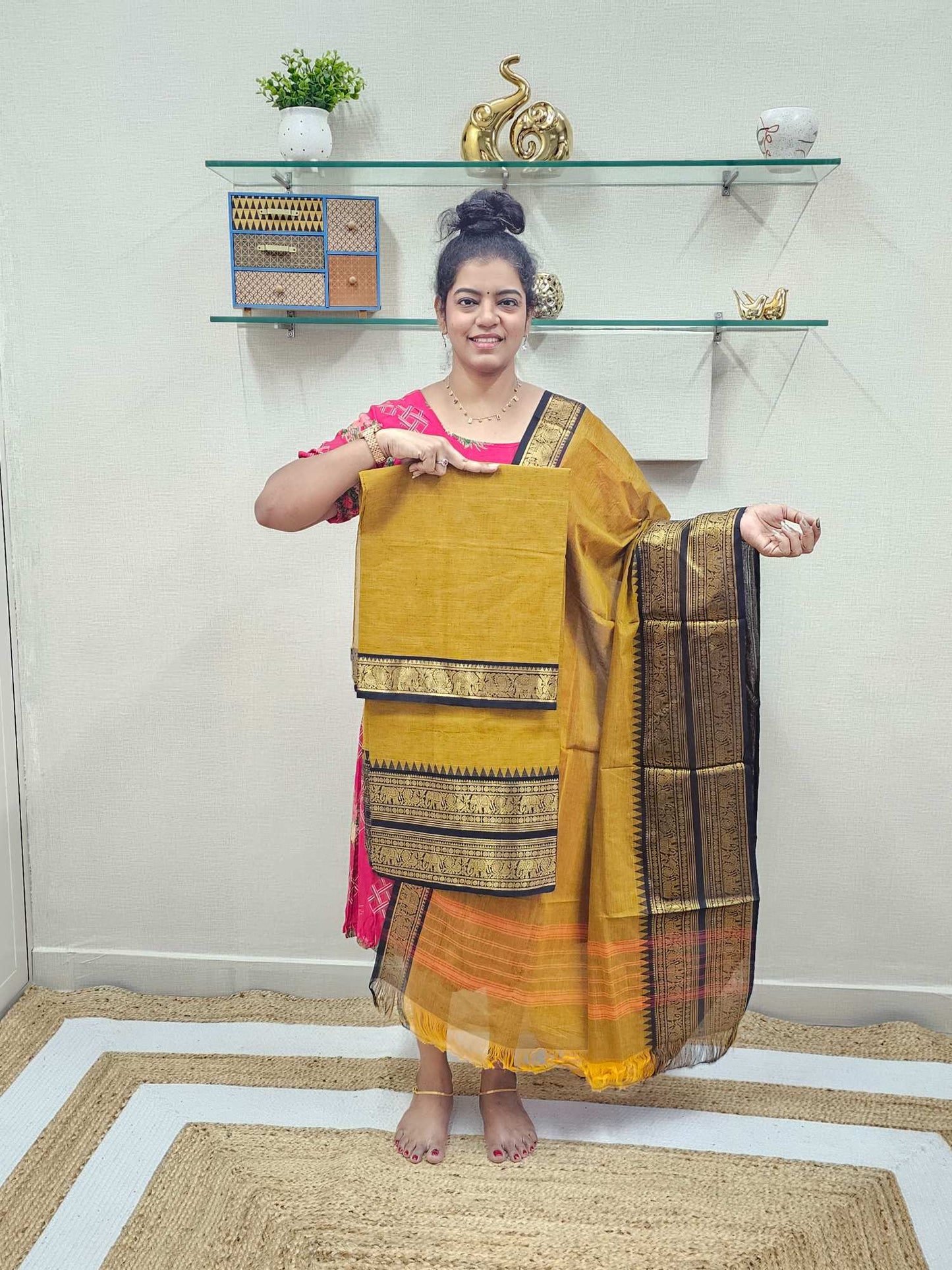 Kanchi Cotton Mustaed Colour Salwar Suit Material