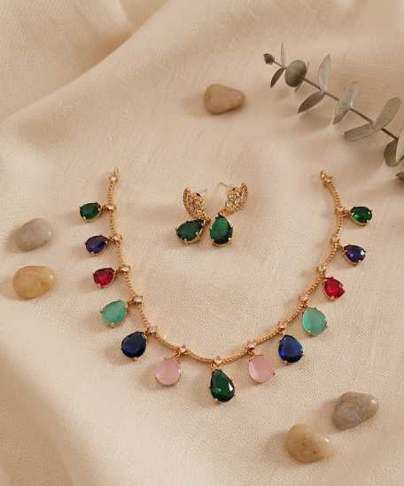 Gold Inspired Multi Stone Neckpiece Jw103