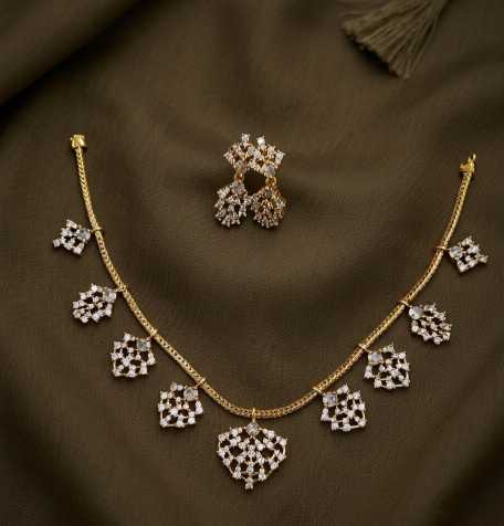 Gold Replica AD Stone Necklace J50