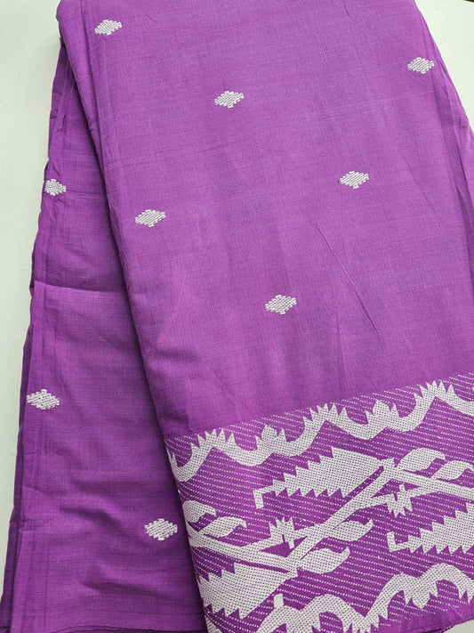 Purple Colour Pure Cotton Thread Buttas & Border Fabric - CBB106