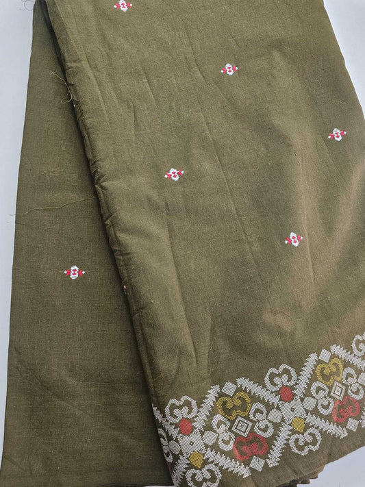 Pasi Green Pure Cotton Thread Buttas & Border Fabric - CBB106