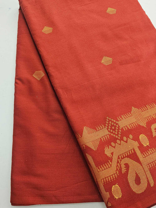 Rust Orange Coloure Pure Cotton Thread Buttas & Border Fabric - CBB106