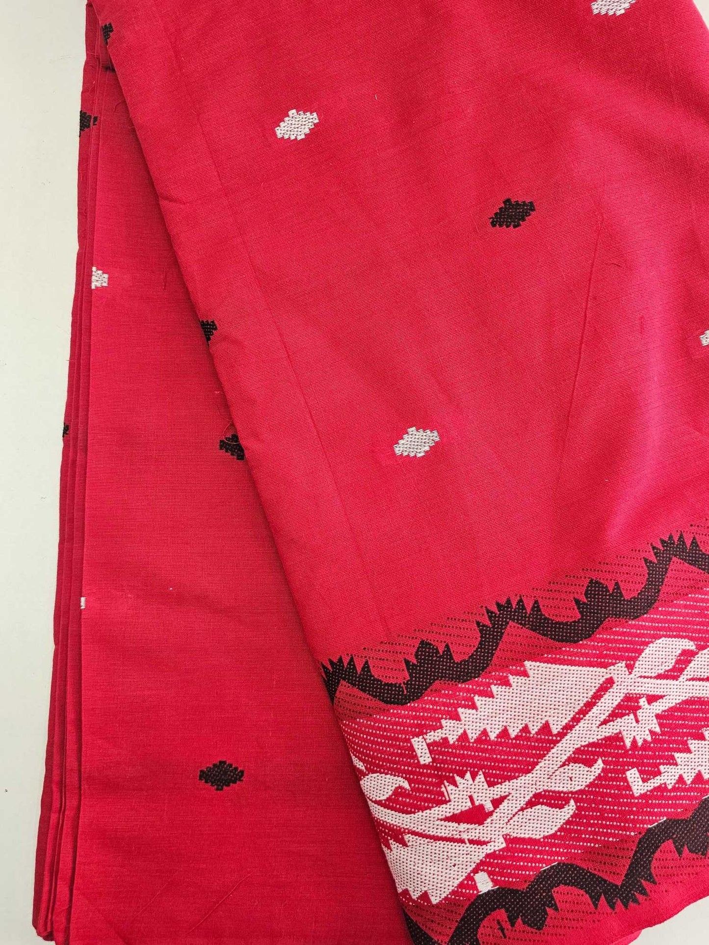 Red Colour Pure Cotton Thread Buttas & Border Fabric - CBB106