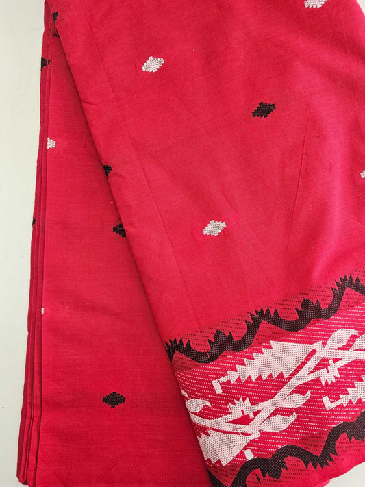 Red Colour Pure Cotton Thread Buttas & Border Fabric - CBB106