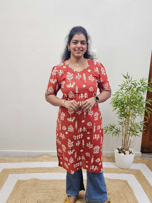 Pure cotton straight kurti -Ku200- SK14