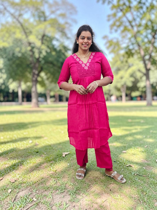 Mul chanderi  Co - Ord set - Ku101