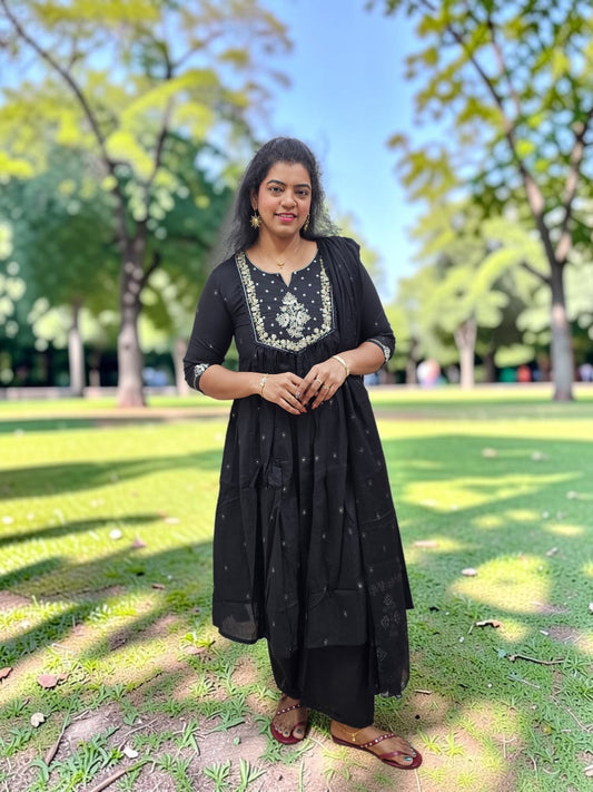 Festive Anarkali Suit Black Colour  - Ku139