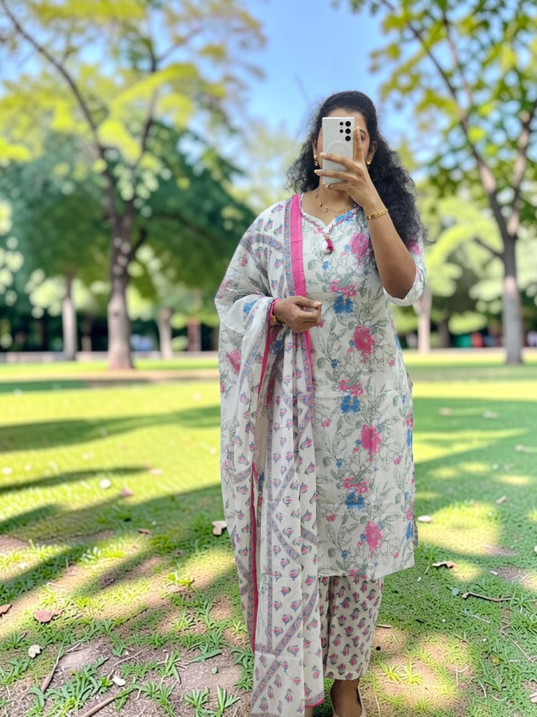 Pure Cotton 3 Pc suits - Ku142