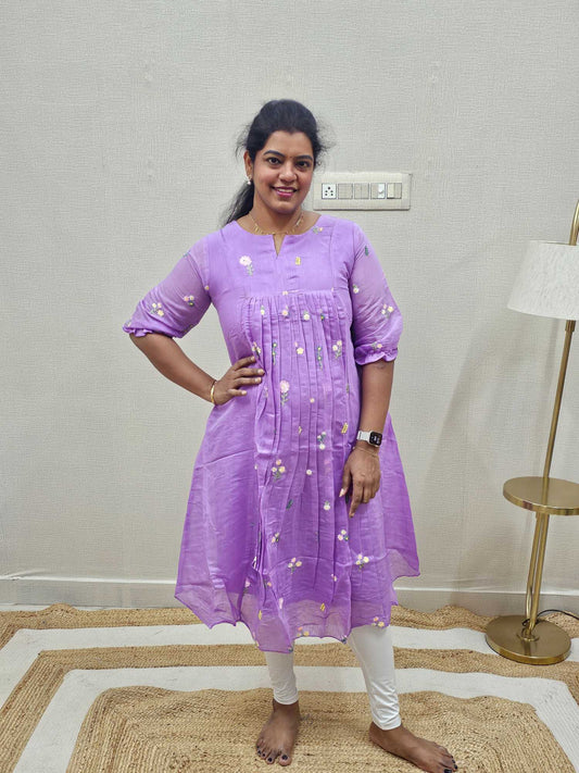 Lavender Colour  A-line Top - Ku215