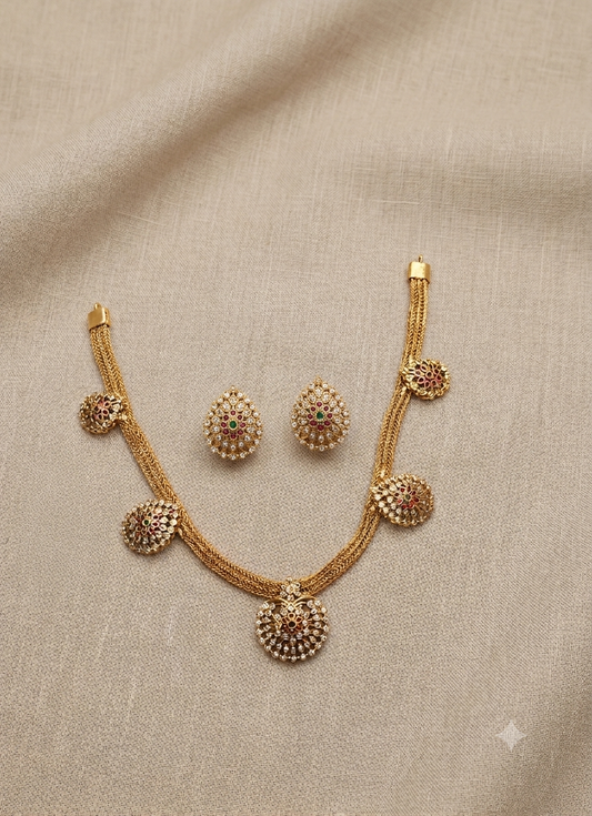 Traditional Gold-Plated Necklace & Earrings set - Jw320