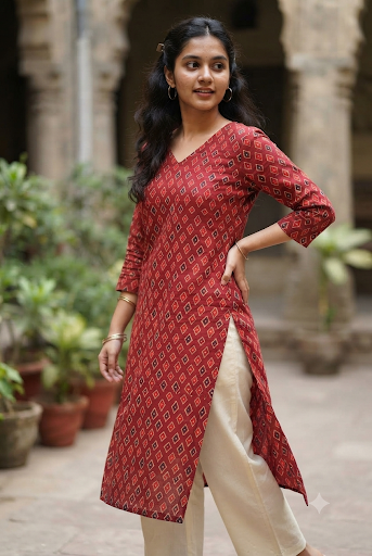 Maroon Colour Straight Kurta - Ku148