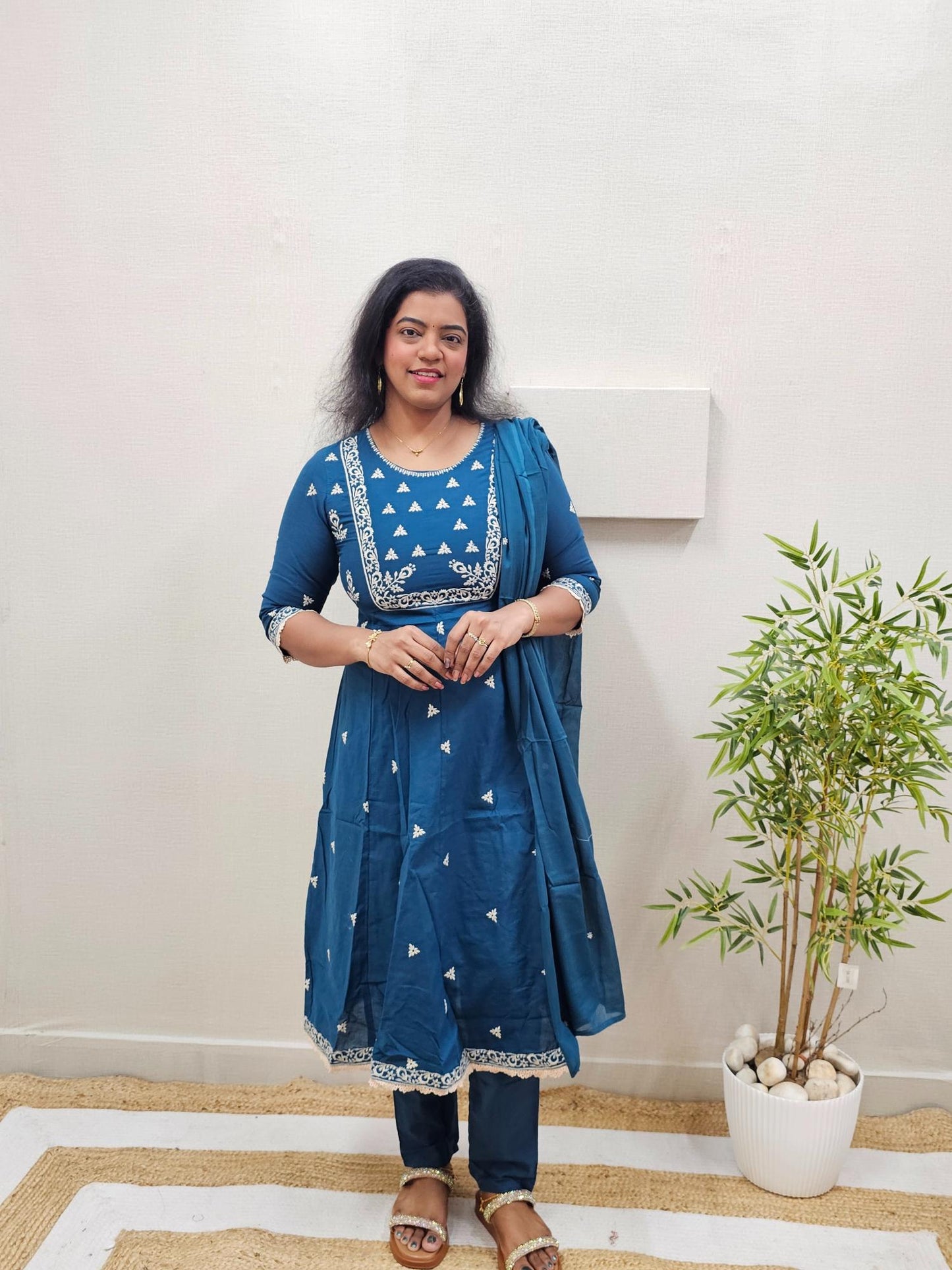 Festive Pure Cotton Anarkali suit - Ku195