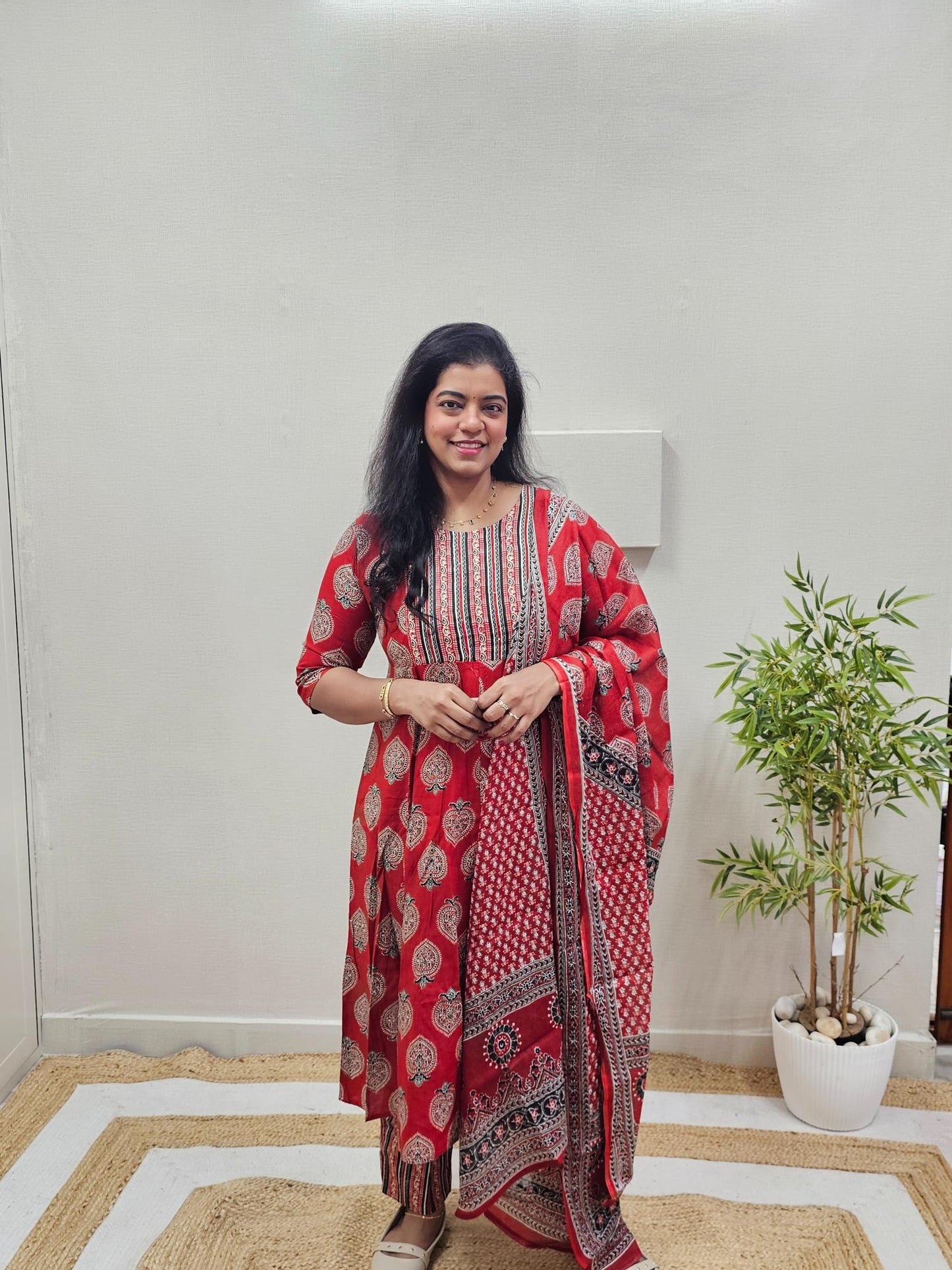 Pure Cotton Anarkali  3 Pc set - Ku203