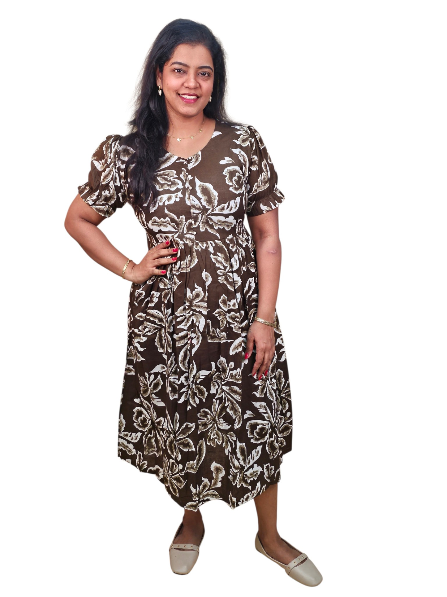 Pleated Pure Cotton Maxi  - Ku212 - M29