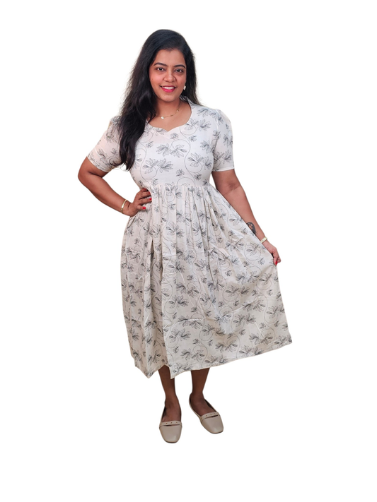 Pleated Pure Cotton Maxi - Ku212 -M27