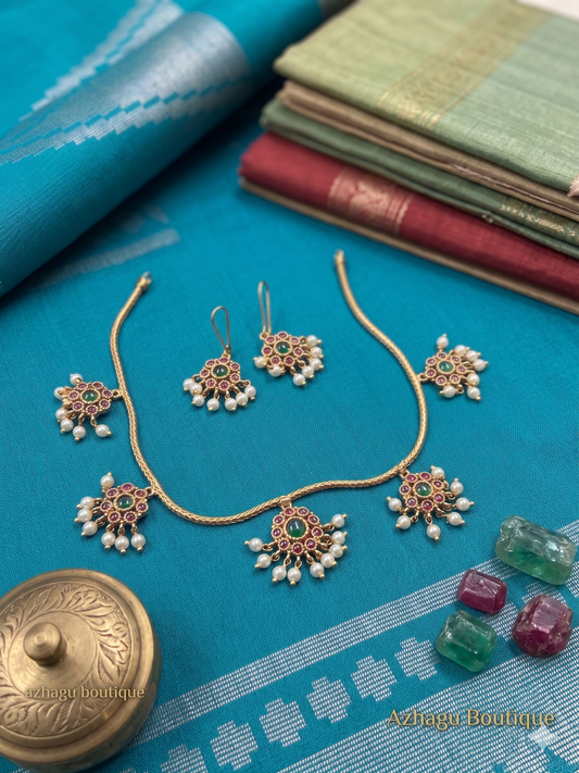 Pearl Drop Floral Necklace