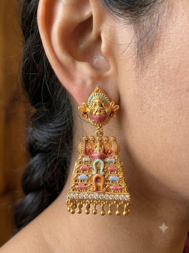 Traditional Antique Gold-plated Temple Jhumka