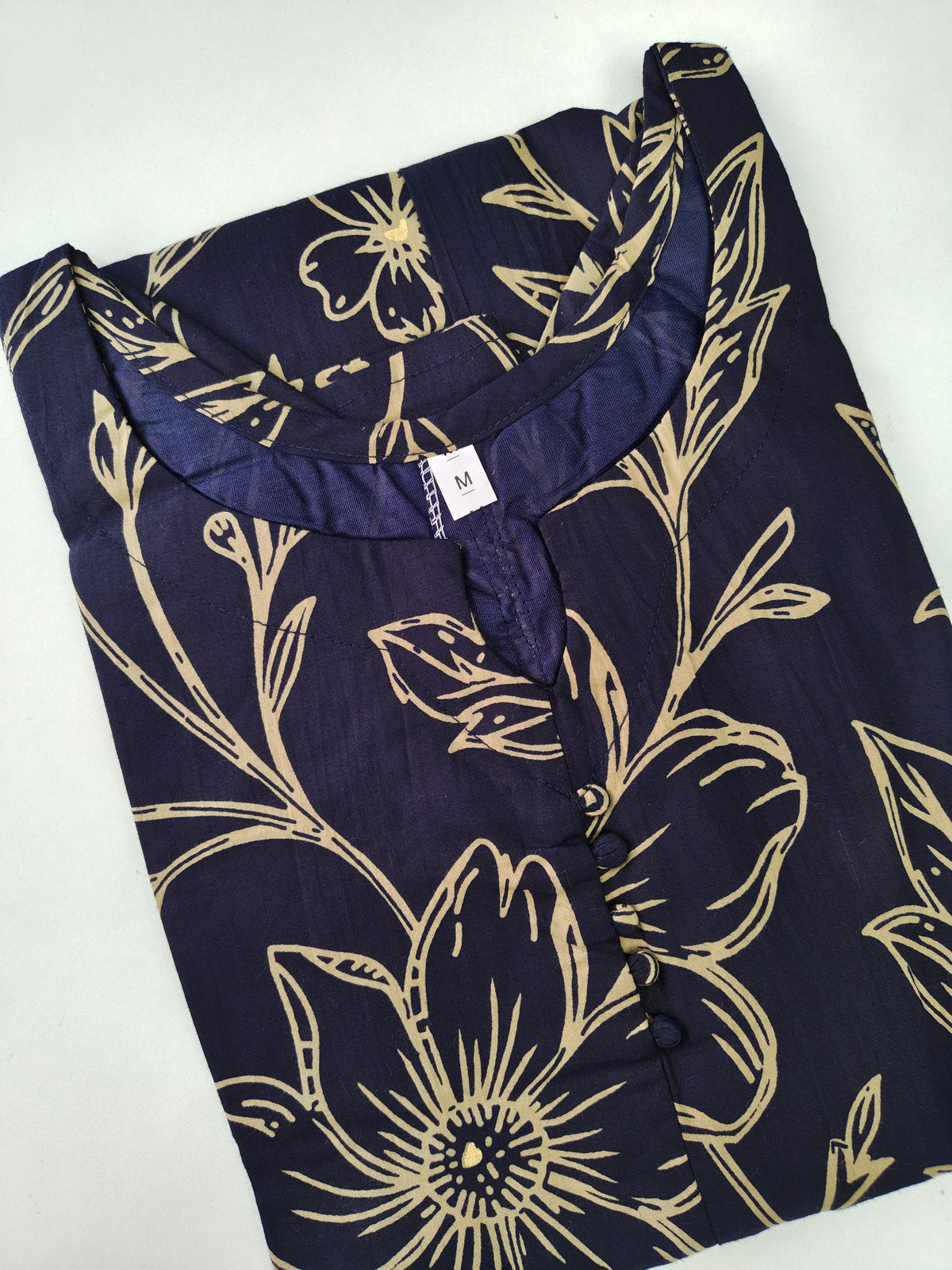 Navy Blue Straight Kurti - Ku148