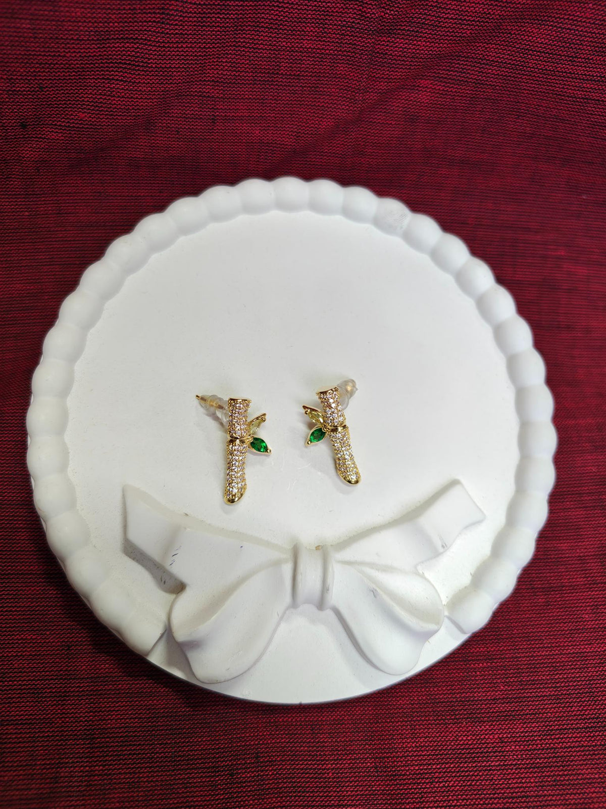Elegant Bamboo Leaf Stud Earrings - JW269