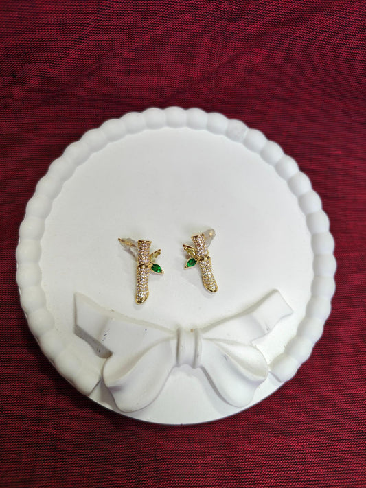 Elegant Bamboo Leaf Stud Earrings - JW269