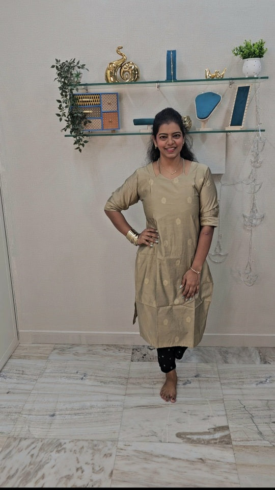 Copper Gold Raw Silk Kurtis KU115