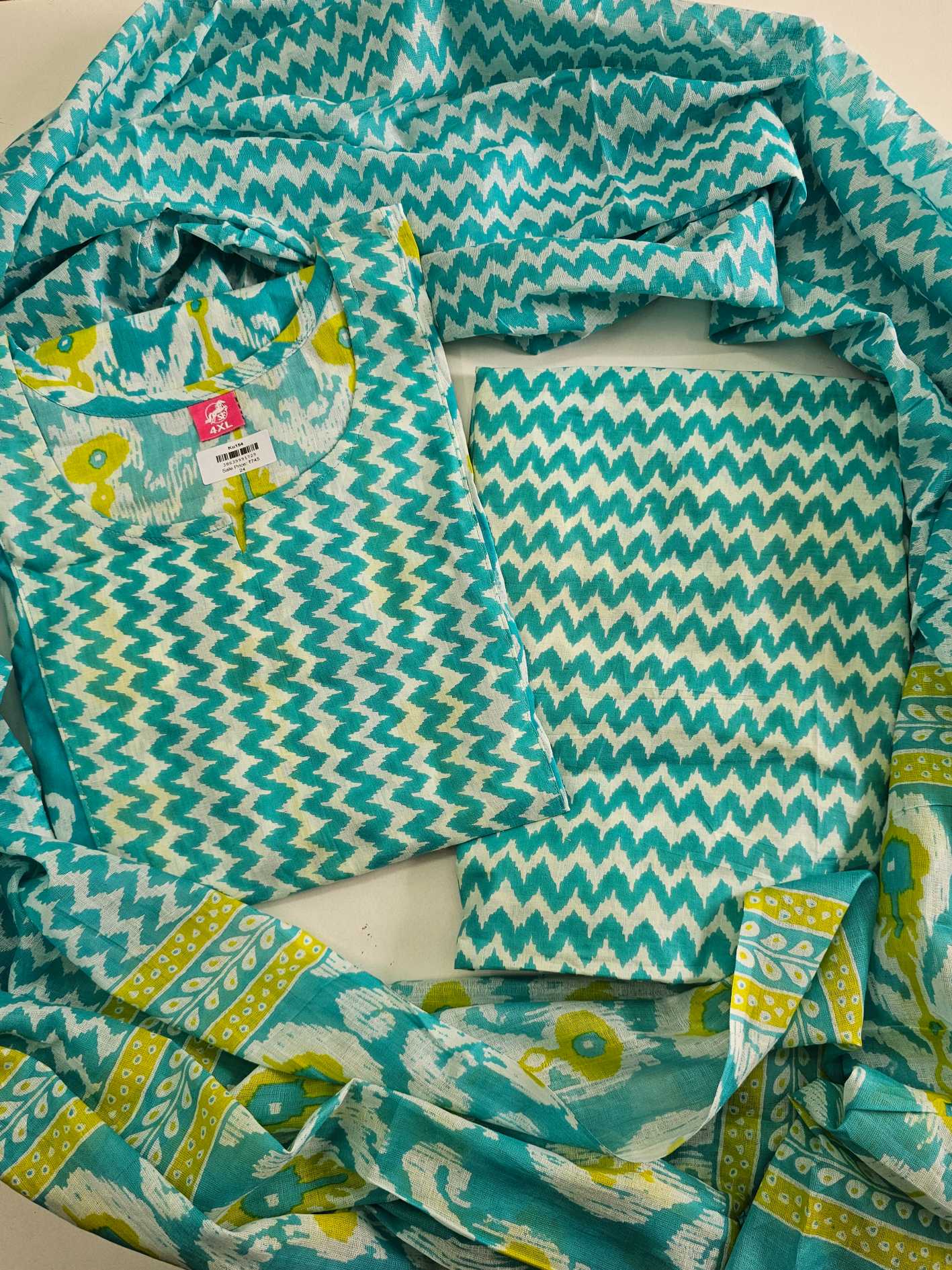 Aqua Pure Cotton 3 Pc suit  Ku154